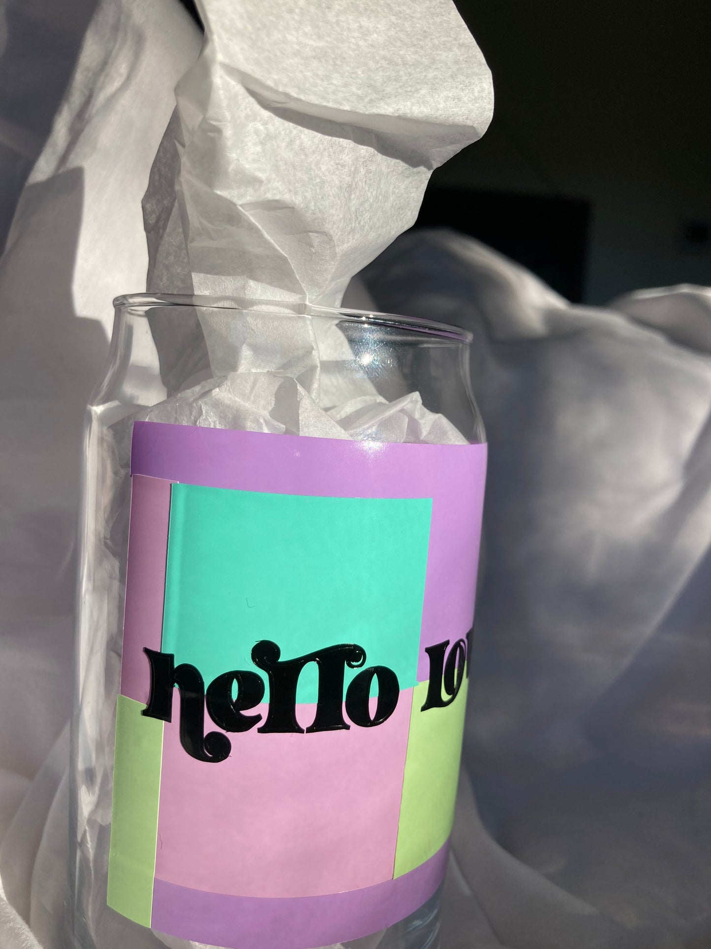 Hello Lovers Beer Can Glass