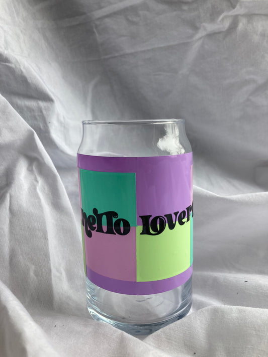 Hello Lovers Beer Can Glass